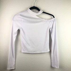 Privacy Please XS Asymmetrical Cut Out Ribbed Top